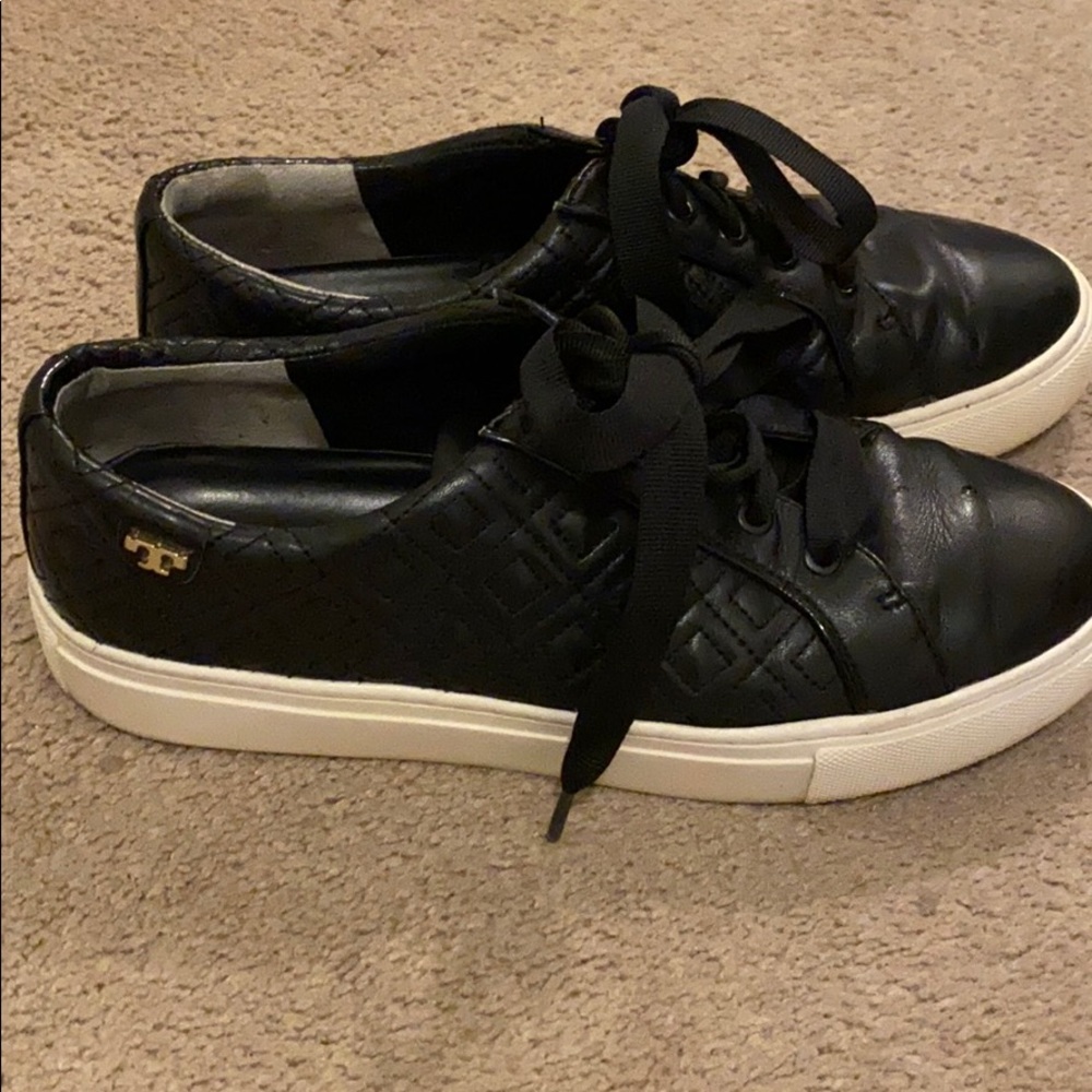 Adorable black quilted Tory Burch leather sneakers